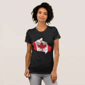 ポーランドカナダ国旗の地図 Tシャツ (正面フル)