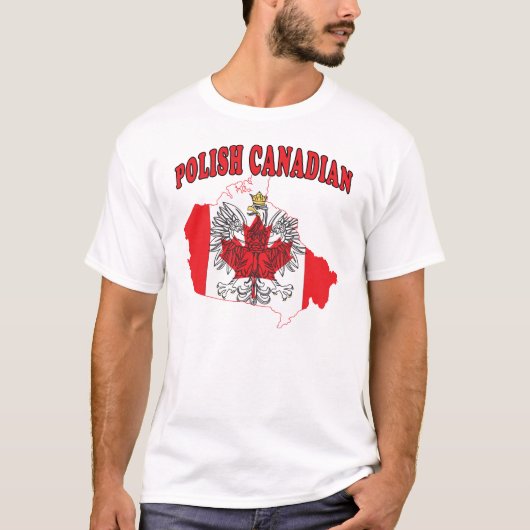 ポーランドカナダ国旗の地図 Tシャツ (正面)