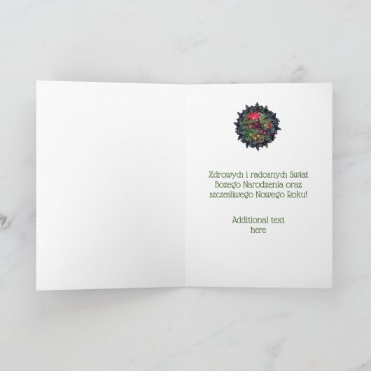 ポーランドクリスマスグリーティングエバーグリーンリース シーズンカード (内部)