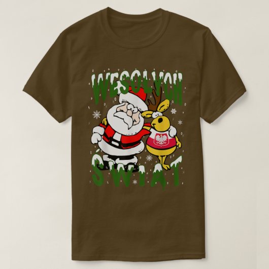 ポーランドクリスマスポーランドメリークリスマスズウェソリーチスワイプ Tシャツ (デザイン正面)