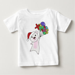 ポーランドクリスマス雪の冬の動物ホッキョクグマ ベビーTシャツ