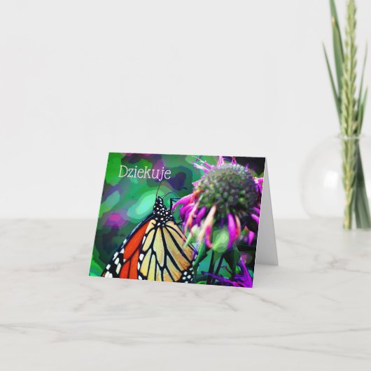 ポーランドサンキューバタフライアートカパーソナライズされたード サンキューカード (正面)