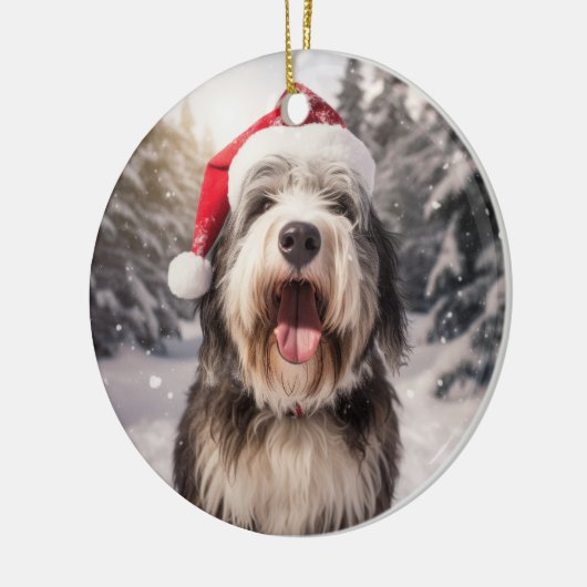 ポーランドシープドッグのクリスマスオーナメント セラミックオーナメント (左)
