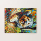 ポーランドシープドッグドッグポートレートアクリルアート ジグソーパズル (横)