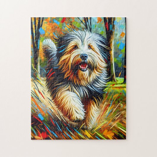 ポーランドシープドッグドッグポートレートアクリルアート ジグソーパズル (縦)