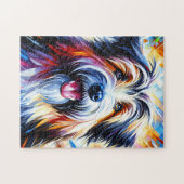 ポーランドシープドッグドッグポートレートアクリルアート ジグソーパズル (横)