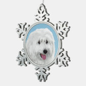 ポーランドシープドッグ絵画ズ – オリジナルドッグAr スノーフレークピューターオーナメント (右)