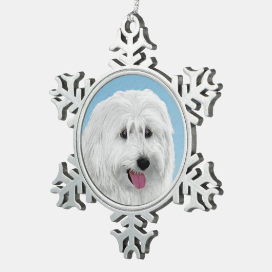 ポーランドシープドッグ絵画ズ – オリジナルドッグAr スノーフレークピューターオーナメント (右)