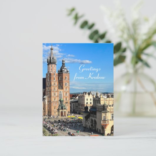 ポーランドセントメアリー大聖堂クラクフのパーソナライズ ポストカード (スタンド正面)