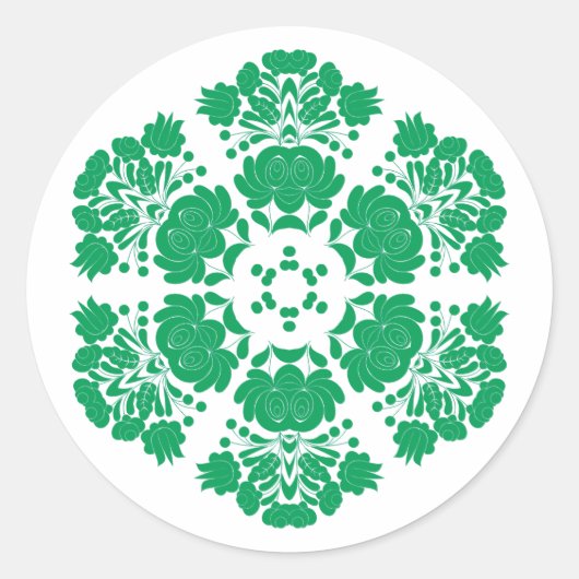 ポーランドデザインの花 ラウンドシール (正面)