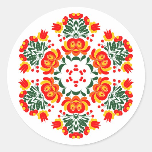 ポーランドデザインの花 ラウンドシール (正面)