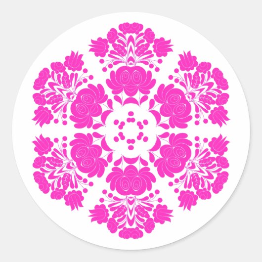 ポーランドデザインの花 ラウンドシール (正面)