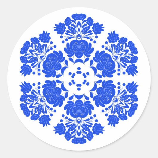 ポーランドデザインの花 ラウンドシール (正面)