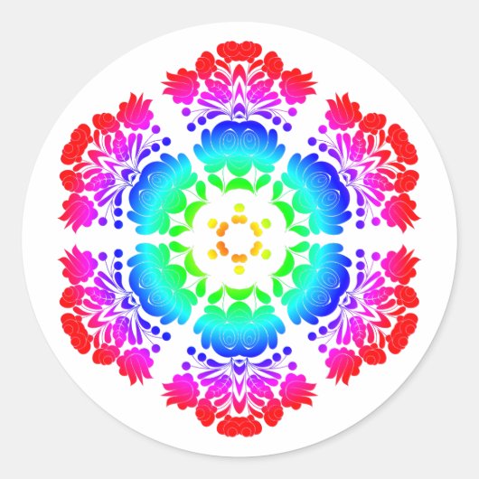 ポーランドデザインの花 ラウンドシール (正面)