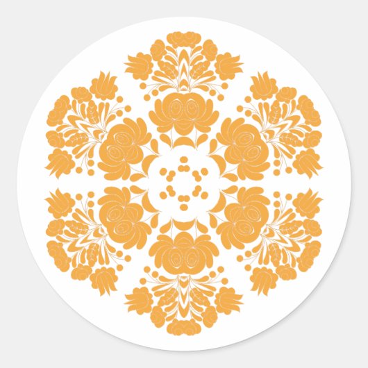 ポーランドデザインの花 ラウンドシール (正面)
