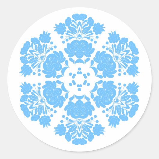 ポーランドデザインの花 ラウンドシール (正面)