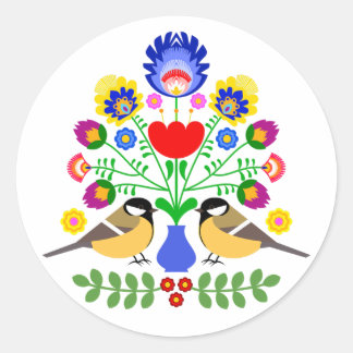ポーランドデザインの花 ラウンドシール
