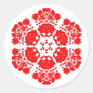 ポーランドデザインの花 ラウンドシール