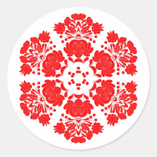 ポーランドデザインの花 ラウンドシール (正面)