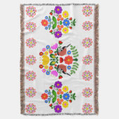 ポーランドデザイン花。 スローブランケット (正面縦)