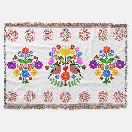 ポーランドデザイン花。 スローブランケット (正面)