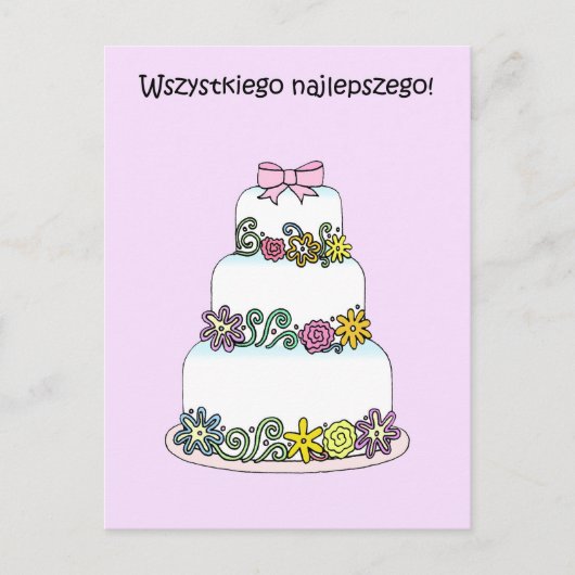 ポーランドハッピーバースデーウィズシュキエゴナジレプシゴ ポストカード (正面)