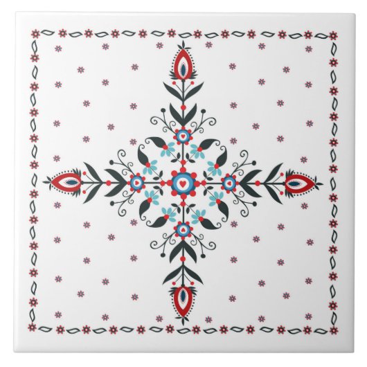 ポーランドパターンフォークが付いているセラミックタイル タイル (正面)