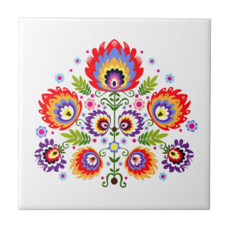 ポーランドパターンフォークが付いているセラミックタイル タイル