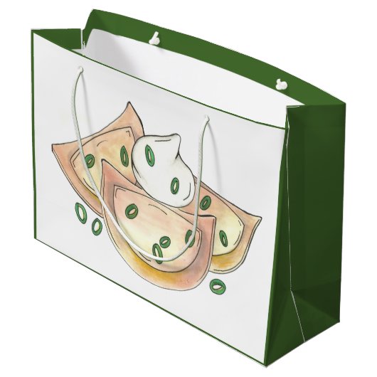 ポーランドピエロギーグルメグリーンオニオン餃子食品 ラージペーパーバッグ (裏面アングル)