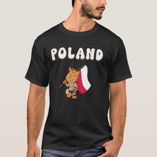 ポーランドファン ポーランド 猫 Tシャツ (正面)