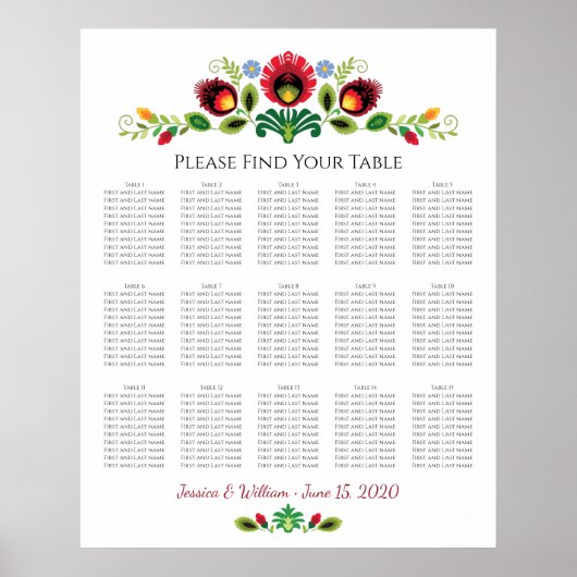 ポーランドフォークの花結婚赤の座席表 ポスター (正面)