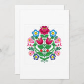 ポーランドフォークアートカラフルグリーティングカード サンキューカード (正面/裏面)