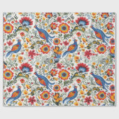 ポーランドフォークアートハンドラッ絵を描プ紙 ラッピングペーパー (フラット)