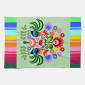 ポーランドフォークアート – フローラ刺繍パターン キッチンタオル (横)