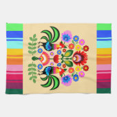 ポーランドフォークアート – フローラ刺繍パターン キッチンタオル (横)