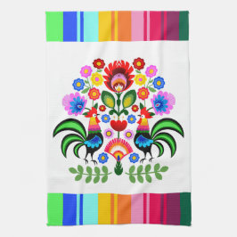ポーランドフォークアート – フローラ刺繍パターン キッチンタオル