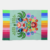 ポーランドフォークアート – フローラ刺繍パターン キッチンタオル (横)