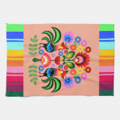 ポーランドフォークアート – フローラ刺繍パターン キッチンタオル (横)