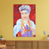 ポーランドフォークデザイン女伝統的の子 キャンバスプリント (インサイチュ (リビング))