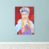 ポーランドフォークデザイン女伝統的の子 キャンバスプリント (インサイチュ (ウッドフロア))