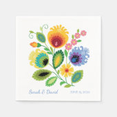 ポーランドフォークフラワーイエロー結婚ズナプキン スタンダードカクテルナプキン (正面)