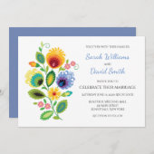 ポーランドフォークフラワーズイエロー結婚式招待状 招待状 (正面/裏面)