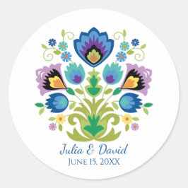 ポーランドフォークフラワーズブルーラベンダー ラウンドシール