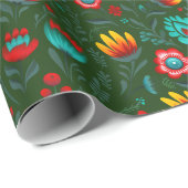 ポーランドフォークフラワーズワイシナンキグリーン ラッピングペーパー (ロールコーナー)