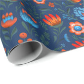 ポーランドフォークフラワーズワイシナンキブルー ラッピングペーパー (ロールコーナー)