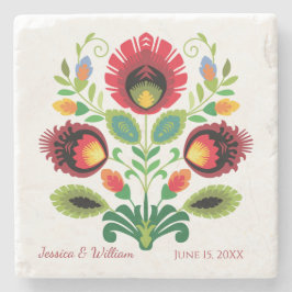 ポーランドフォークフラワーレッドストーンコースター ストーンコースター