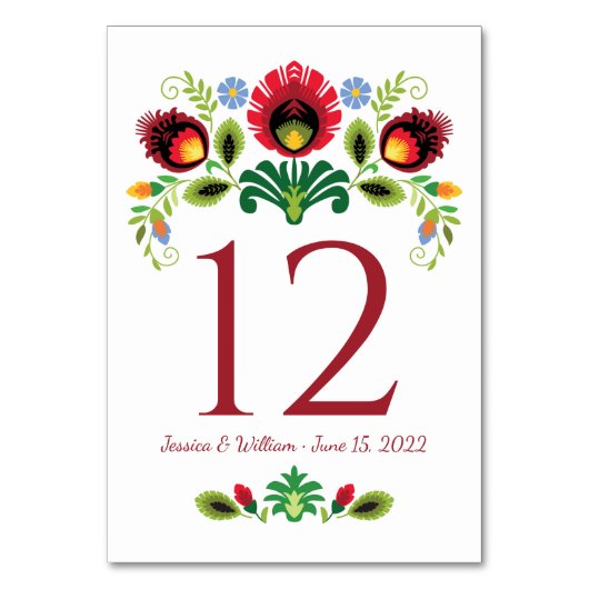 ポーランドフォークフラワーレッドテーブルカード テーブルナンバー (裏面)