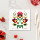 ポーランドフォークフラワーレッド結婚ズナプキン スタンダードカクテルナプキン (インサイチュ)