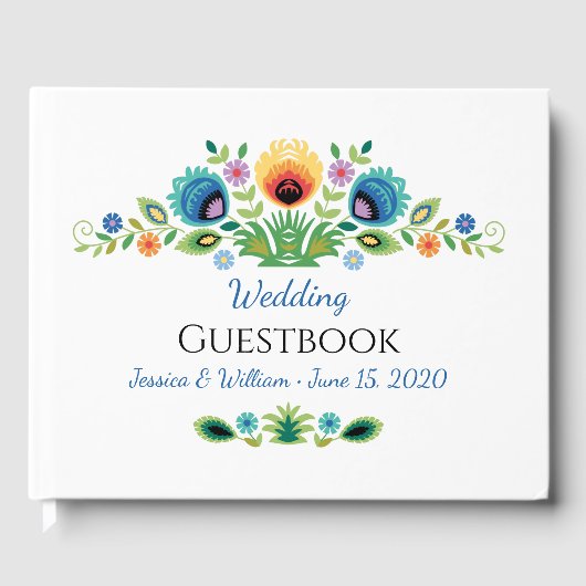ポーランドフォーク花ラベンダーと黄色 ゲストブック (正面)