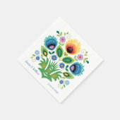 ポーランドフォーク花ラベンダーと黄色 スタンダードカクテルナプキン (角)